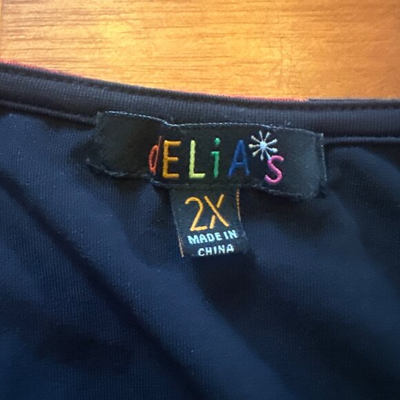 Delia's 2X Roses babydoll top sheer layered flowy Black red Plus size - Picture 3 of 5